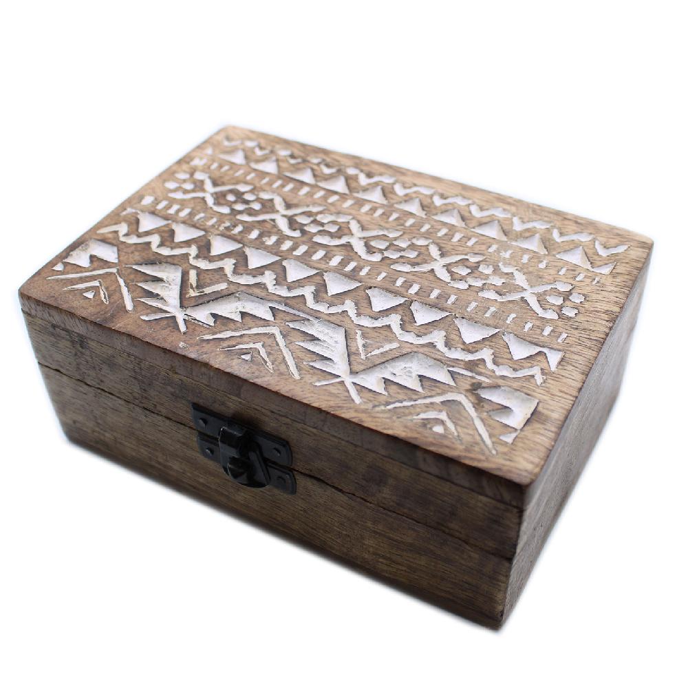 ancient wisdom 2x White Washed Wooden Box - 6x4 Slavic Design
