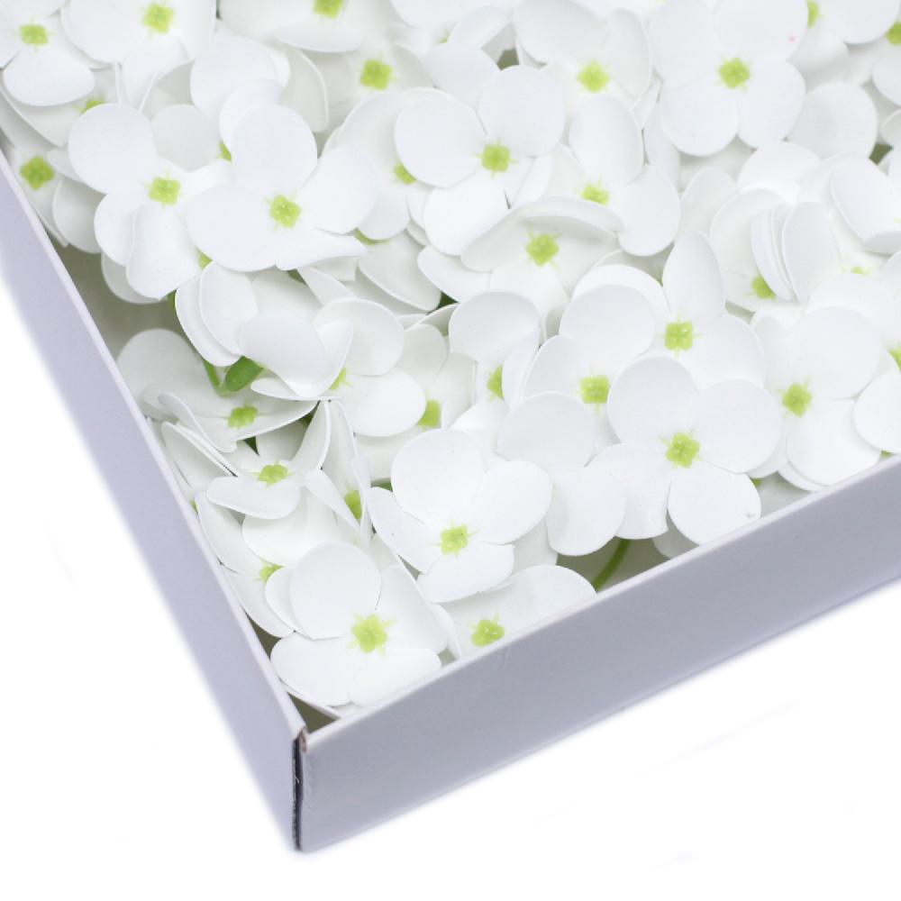 Ancient Wisdom 36x Craft Soap Flowers - Hyacinth Bean - White