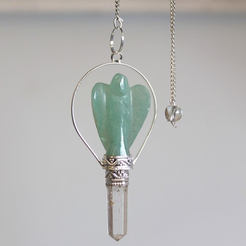 Ancient Wisdom 3x Angel Pendulum With Ring - Green Aventurine