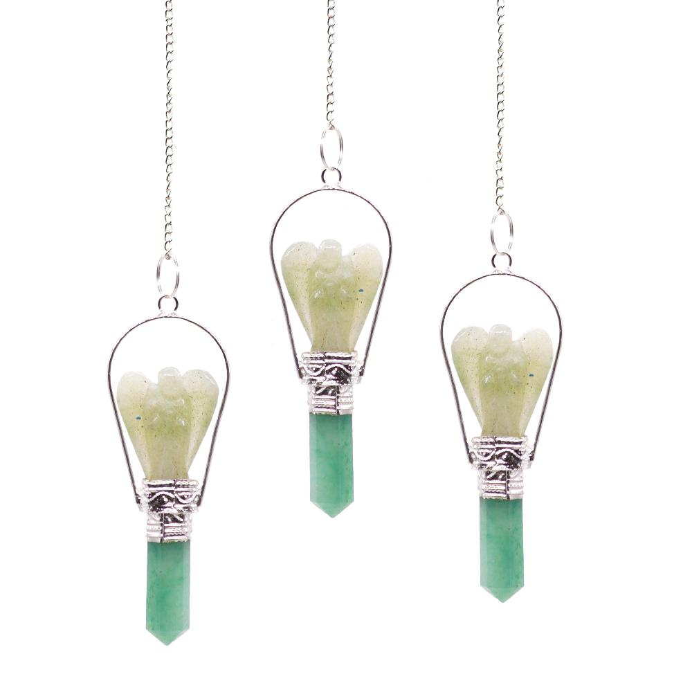 ancient wisdom 3x Angel Pendulum with Ring - Green Aventurine