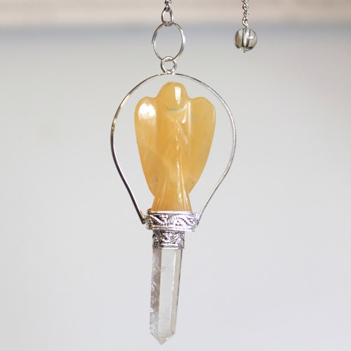 Ancient Wisdom 3x Angel Pendulum With Ring - Yellow Quartz