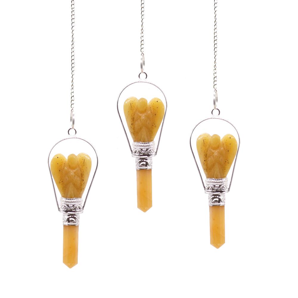 ancient wisdom 3x Angel Pendulum with Ring - Yellow Quartz
