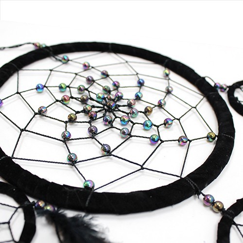 Ancient Wisdom 3x Bali Dreamcatchers - Large Round - Black/White/Red