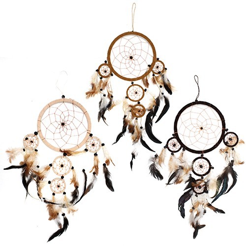 ancient wisdom 3x Bali Dreamcatchers - Large Round - Cream/Coffee/Choc