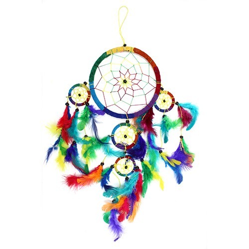ancient wisdom 3x Bali Dreamcatchers - Large Round - Rainbow