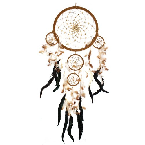 Ancient Wisdom 3x Bali Dreamcatchers - XLarge Round - Cream/Coffee/Choc