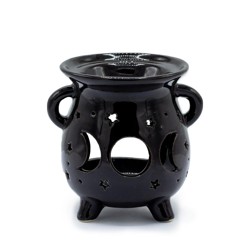 ancient wisdom 3x Cauldron Oil Burner - Moon Phase - Black
