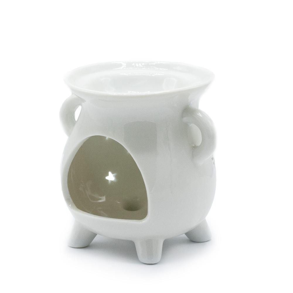 Ancient Wisdom 3x Cauldron Oil Burner - Moon Phase - White