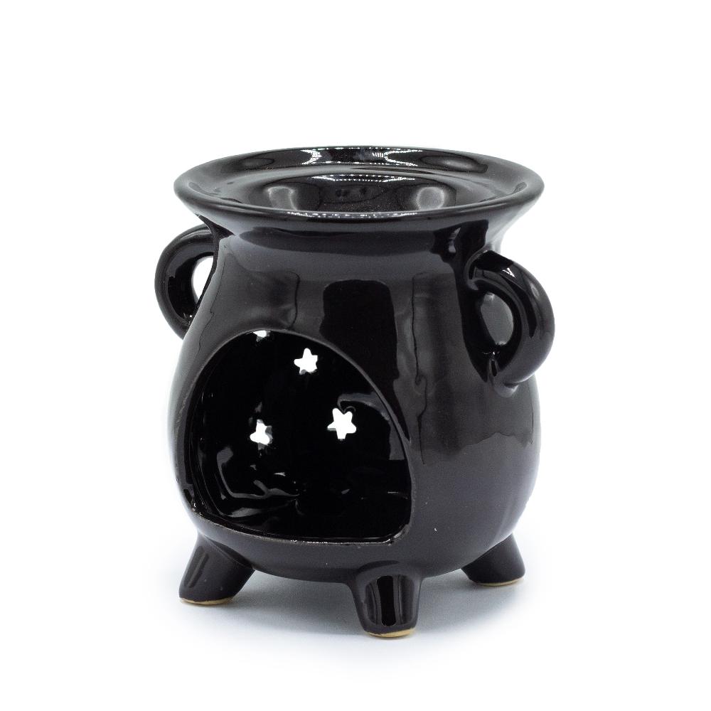 Ancient Wisdom 3x Cauldron Oil Burner - Moon & Stars - Black