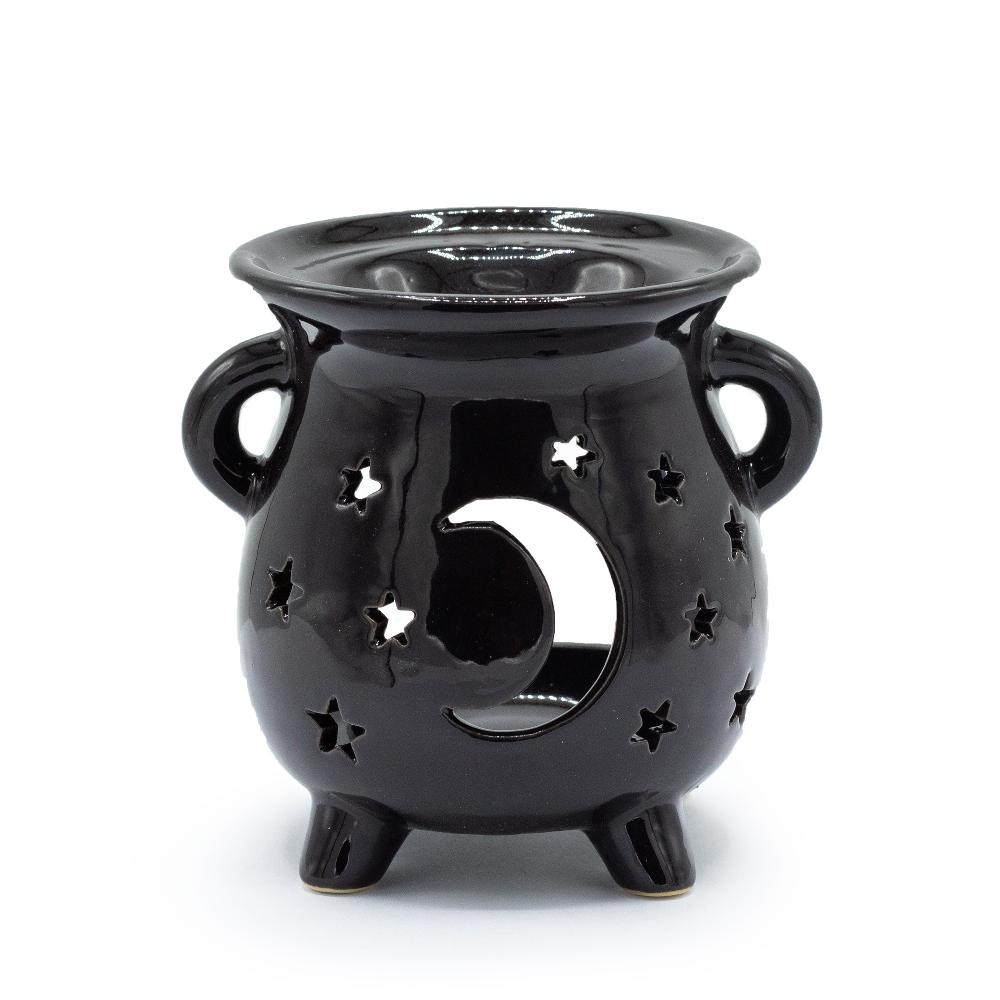 ancient wisdom 3x Cauldron Oil Burner - Moon & Stars - Black