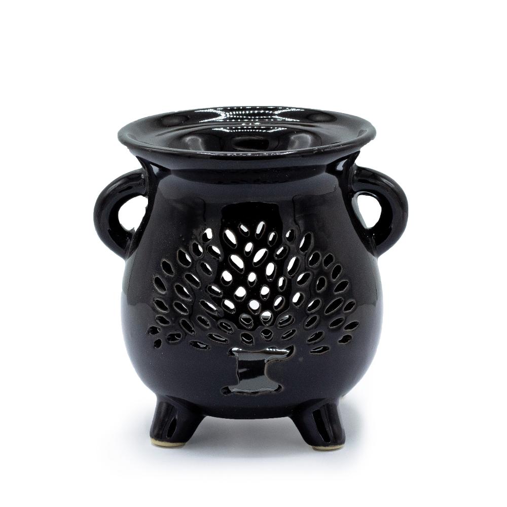 ancient wisdom 3x Cauldron Oil Burner - Tree of Life - Black