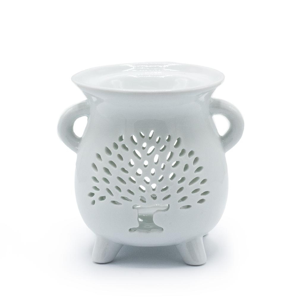 ancient wisdom 3x Cauldron Oil Burner - Tree of Life - White