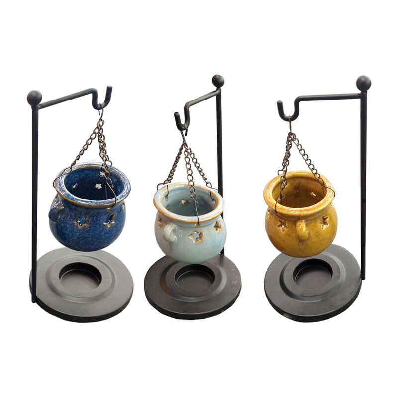 ancient wisdom 3x Cauldron Shaped Hanging Oil Burner with Stand