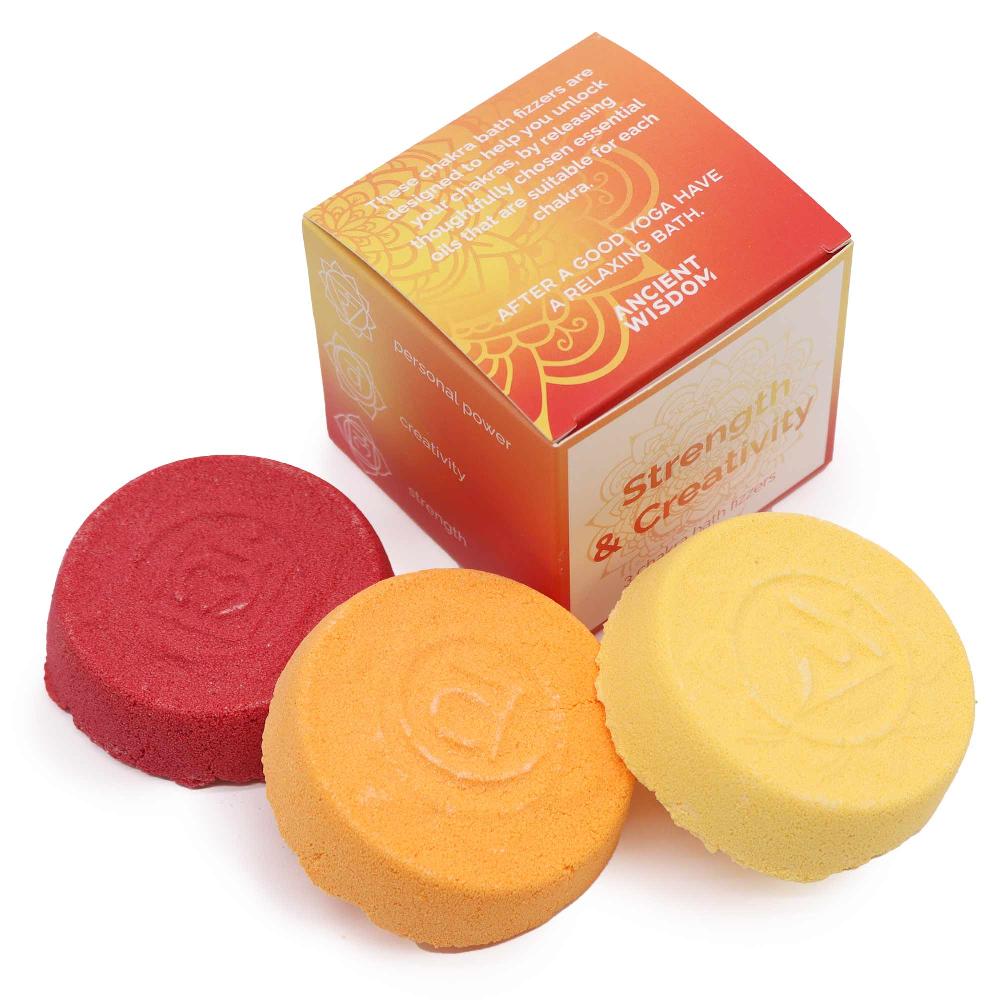 Ancient Wisdom 3x Chakra Bath Fizz - Small Box - Strength & Creativity