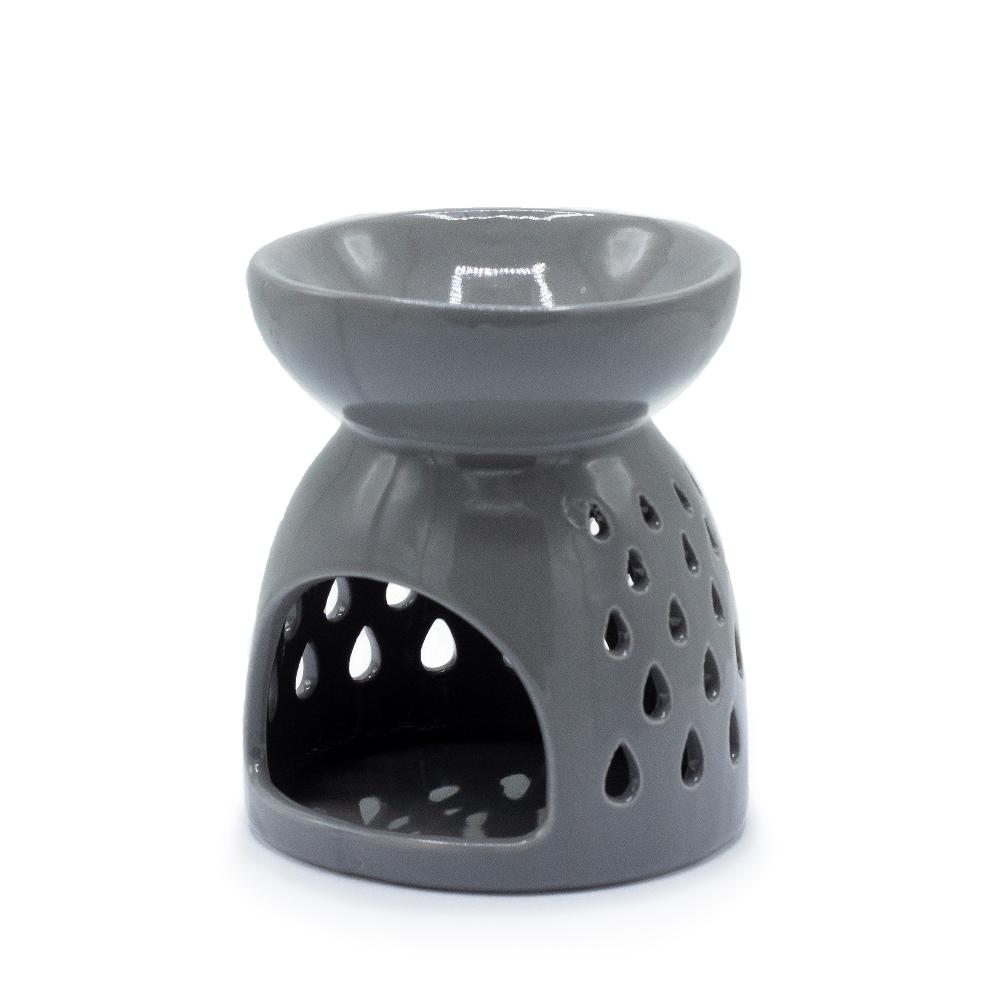 Ancient Wisdom 3x Classic Oil Burner - Teardrops Cutout - Grey