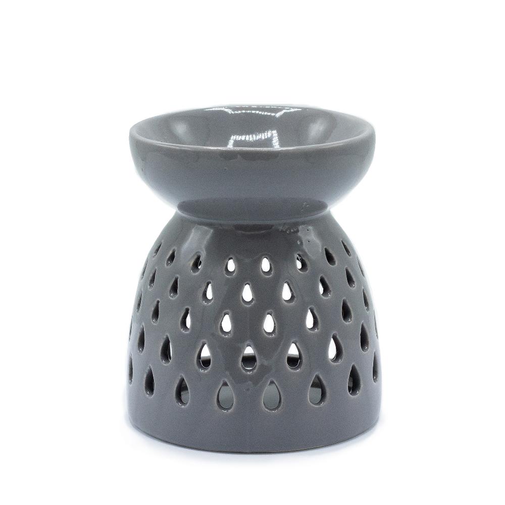 ancient wisdom 3x Classic Oil Burner - Teardrops Cutout - Grey