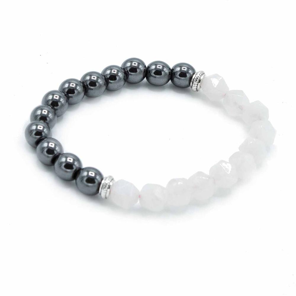 Ancient Wisdom 3x Faceted Gemstone Bracelet - Magnetc Rose Quatz