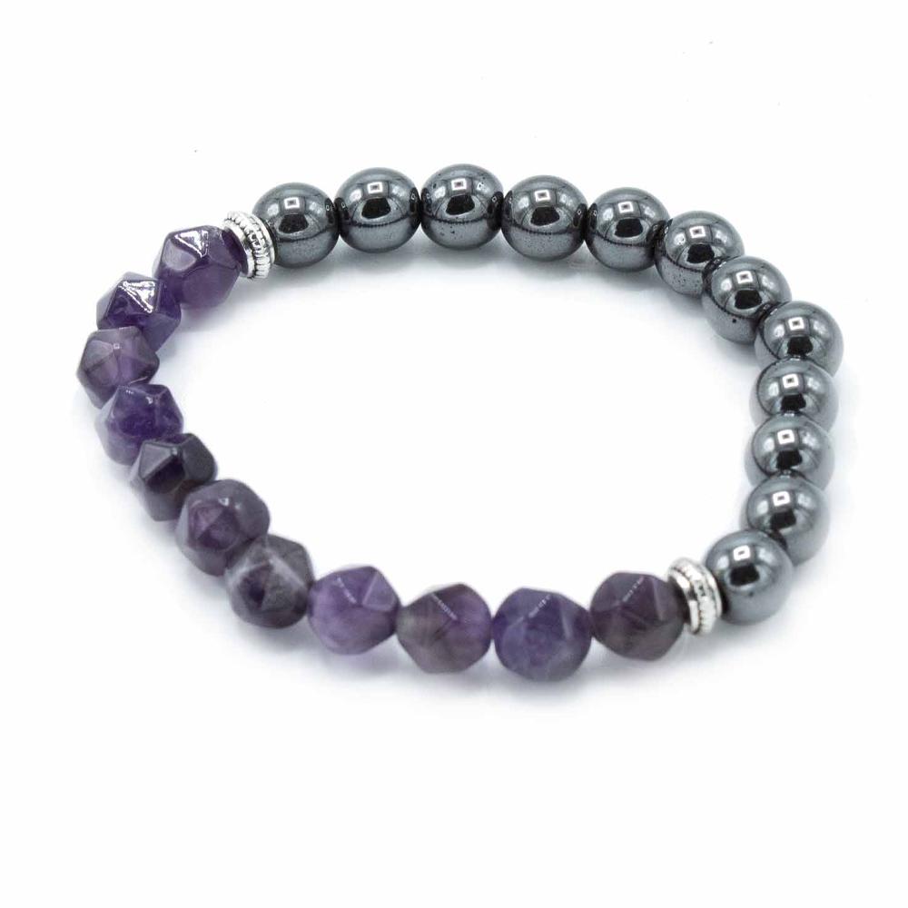 Ancient Wisdom 3x Faceted Gemstone Bracelet - Magnetic Amethyst