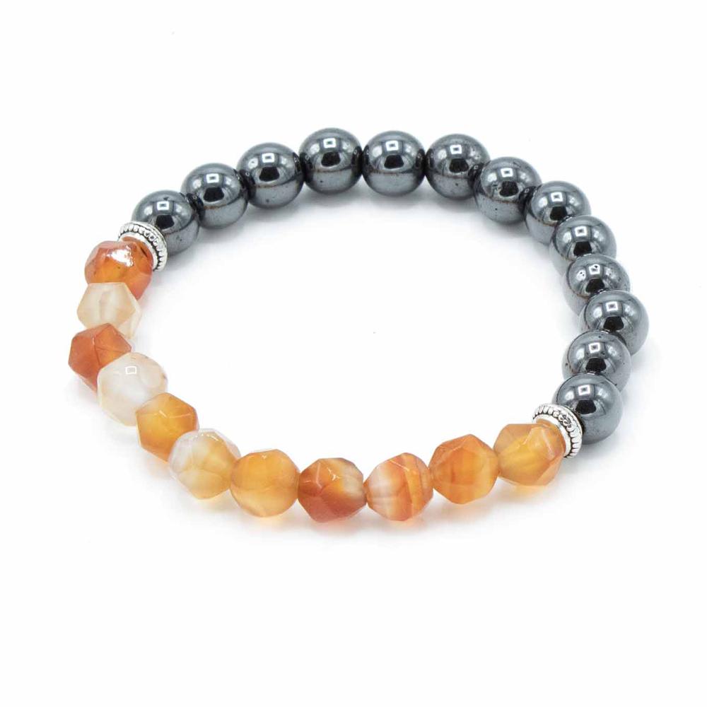 Ancient Wisdom 3x Faceted Gemstone Bracelet - Magnetic Carnelian