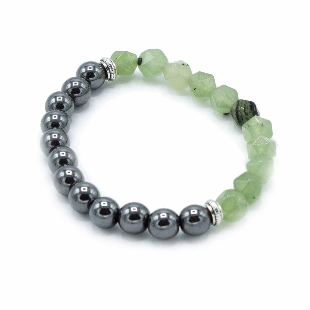 Ancient Wisdom 3x Faceted Gemstone Bracelet - Magnetic Jade