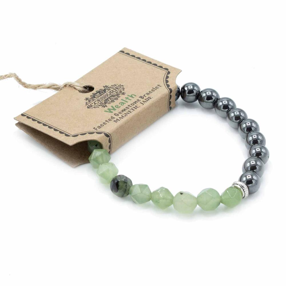 ancient wisdom 3x Faceted Gemstone Bracelet - Magnetic Jade