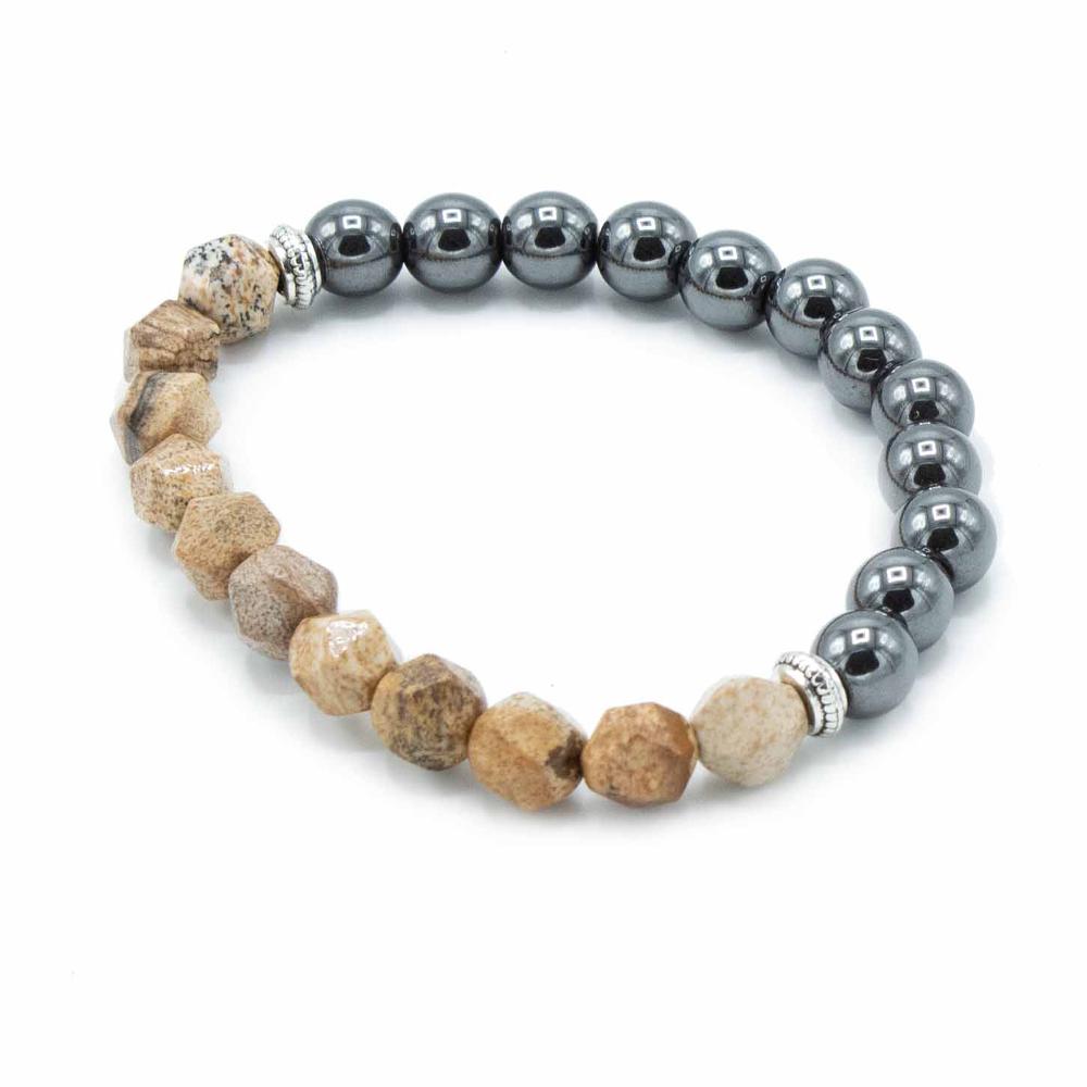 Ancient Wisdom 3x Faceted Gemstone Bracelet - Magnetic Picture Jasper
