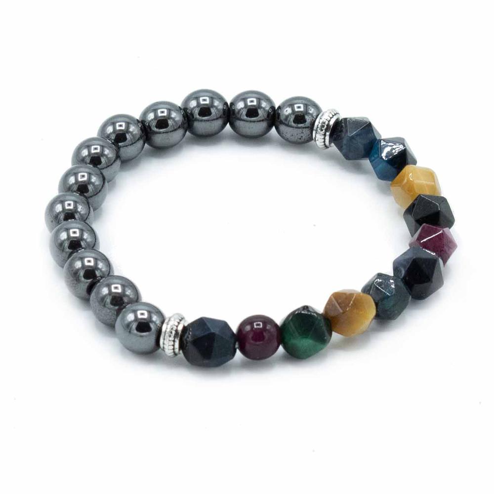 Ancient Wisdom 3x Faceted Gemstone Bracelet - Magnetic Rainbow