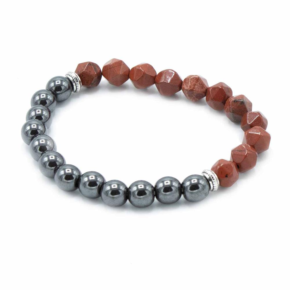 Ancient Wisdom 3x Faceted Gemstone Bracelet - Magnetic Red Jasper