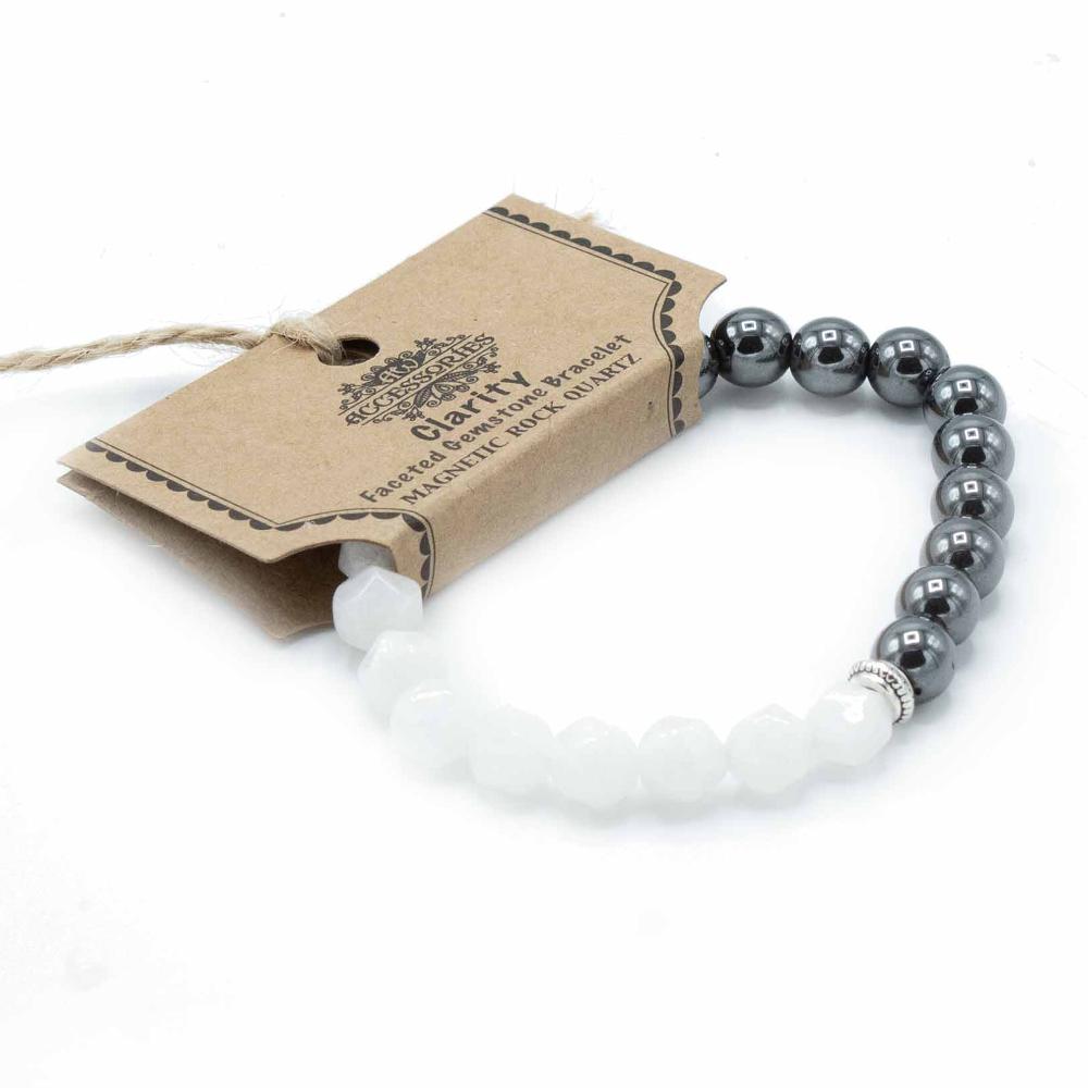 ancient wisdom 3x Faceted Gemstone Bracelet - Magnetic Rock Quartz