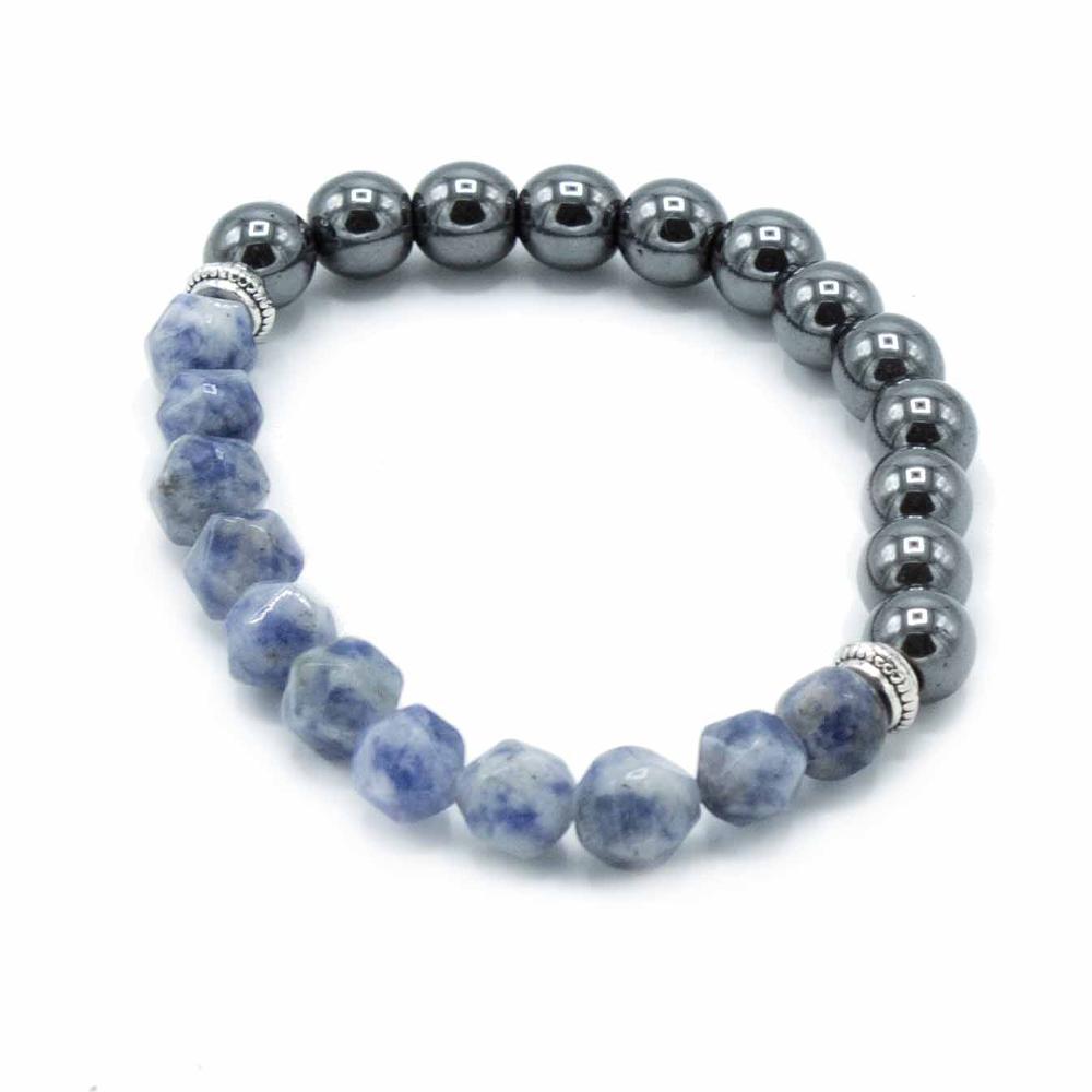 Ancient Wisdom 3x Faceted Gemstone Bracelet - Magnetic Sodalite