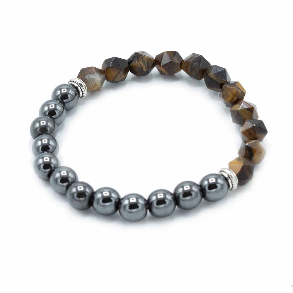 Ancient Wisdom 3x Faceted Gemstone Bracelet - Magnetic Tiger Eye