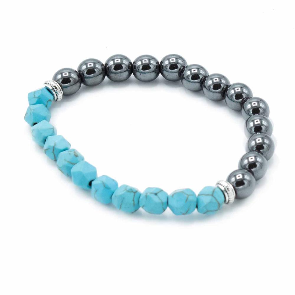 Ancient Wisdom 3x Faceted Gemstone Bracelet - Magnetic Turquoise Howlite