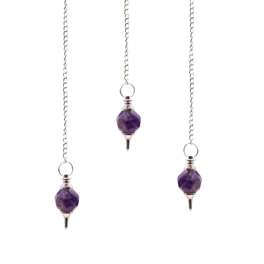 ancient wisdom 3x Faceted Gemstone Pendulum - Amethyst
