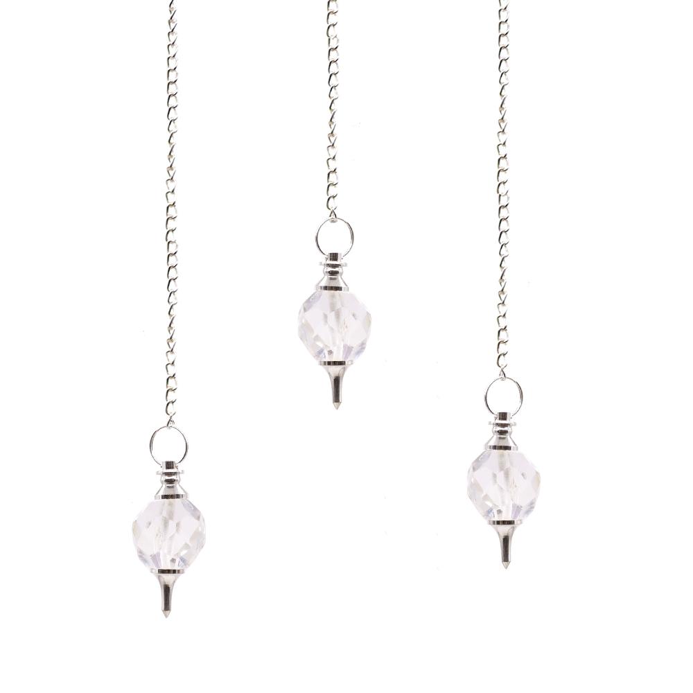 ancient wisdom 3x Faceted Gemstone Pendulum - Rock Quartz
