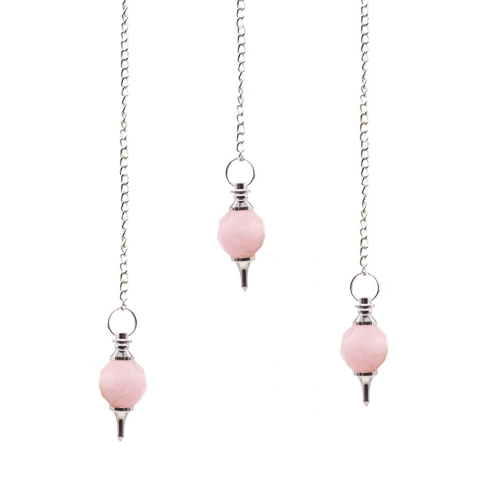 ancient wisdom 3x Faceted Gemstone Pendulum - Rose Quartz