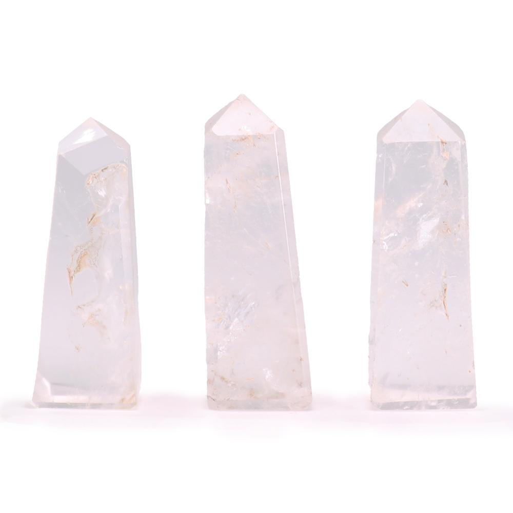 ancient wisdom 3x Gemstone Obelisk Points approx 5cm - Clear Quartz