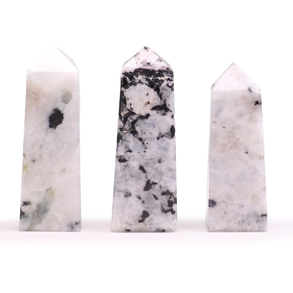 ancient wisdom 3x Gemstone Obelisk Points approx 5cm - Moonstone
