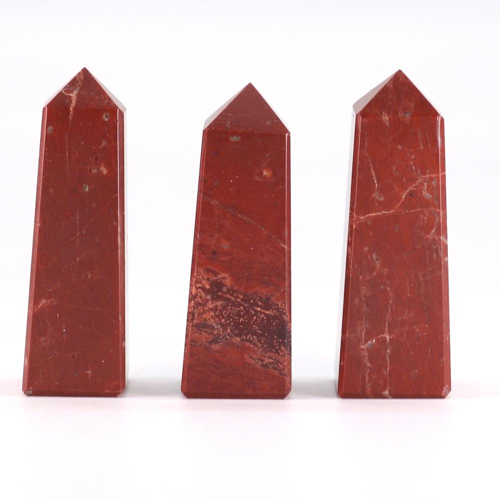ancient wisdom 3x Gemstone Obelisk Points approx 5cm - Red Jasper