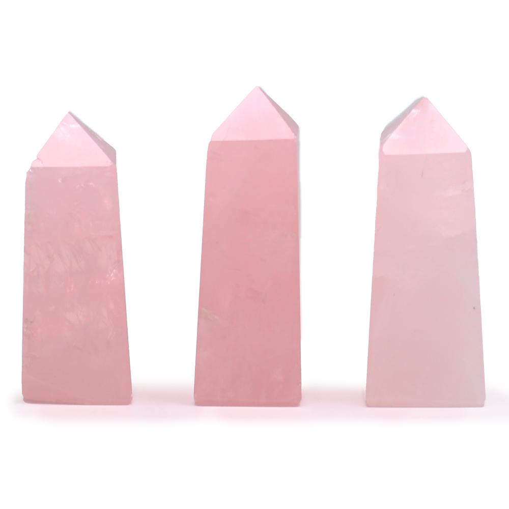 ancient wisdom 3x Gemstone Obelisk Points approx 5cm - Rose Quartz