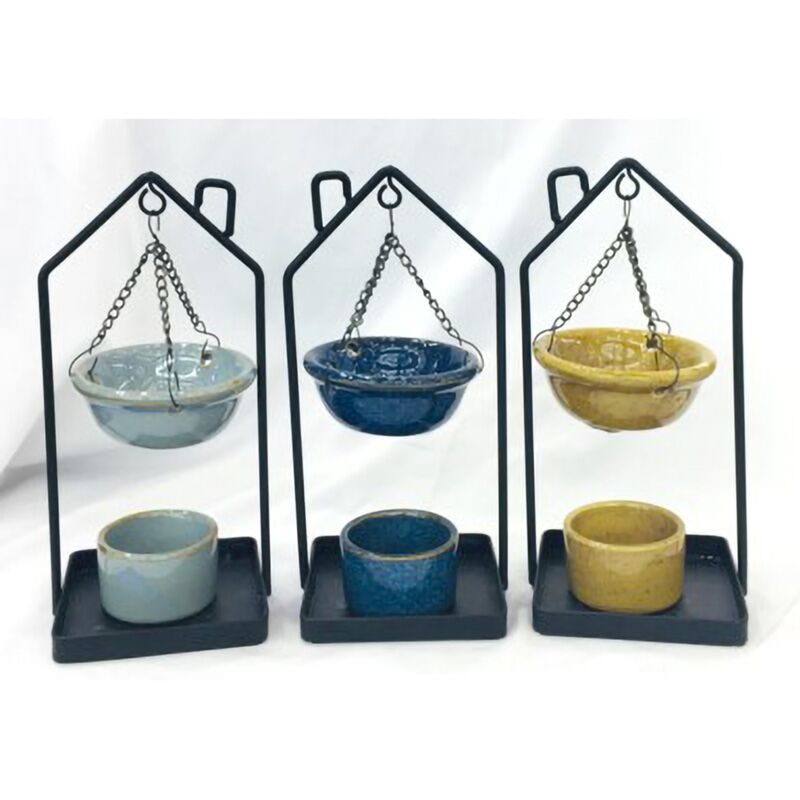 ancient wisdom 3x Hanging Oil Burner with House Shaped Stand