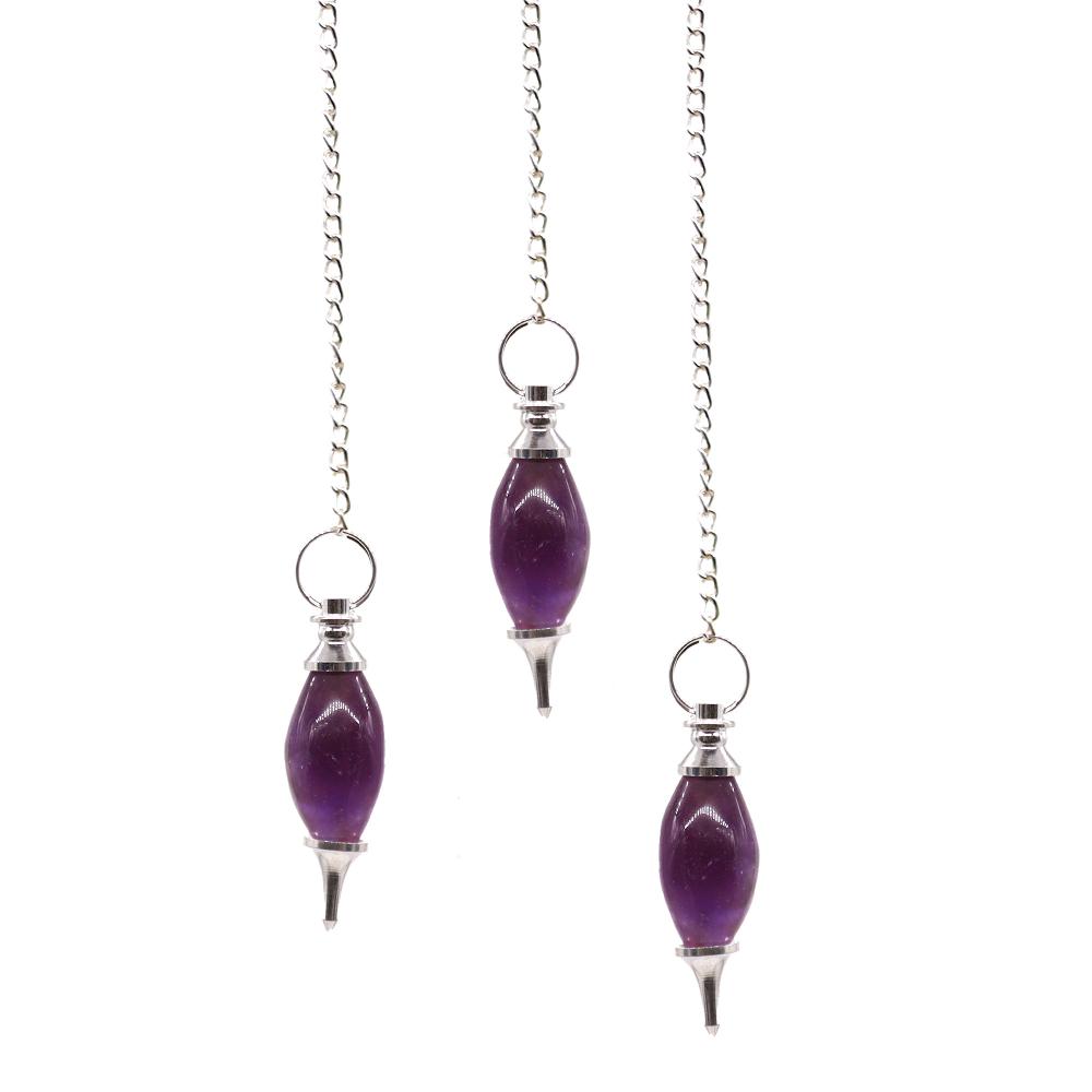 ancient wisdom 3x Lingam Shaped Gemstone Pendulum - Amethyst