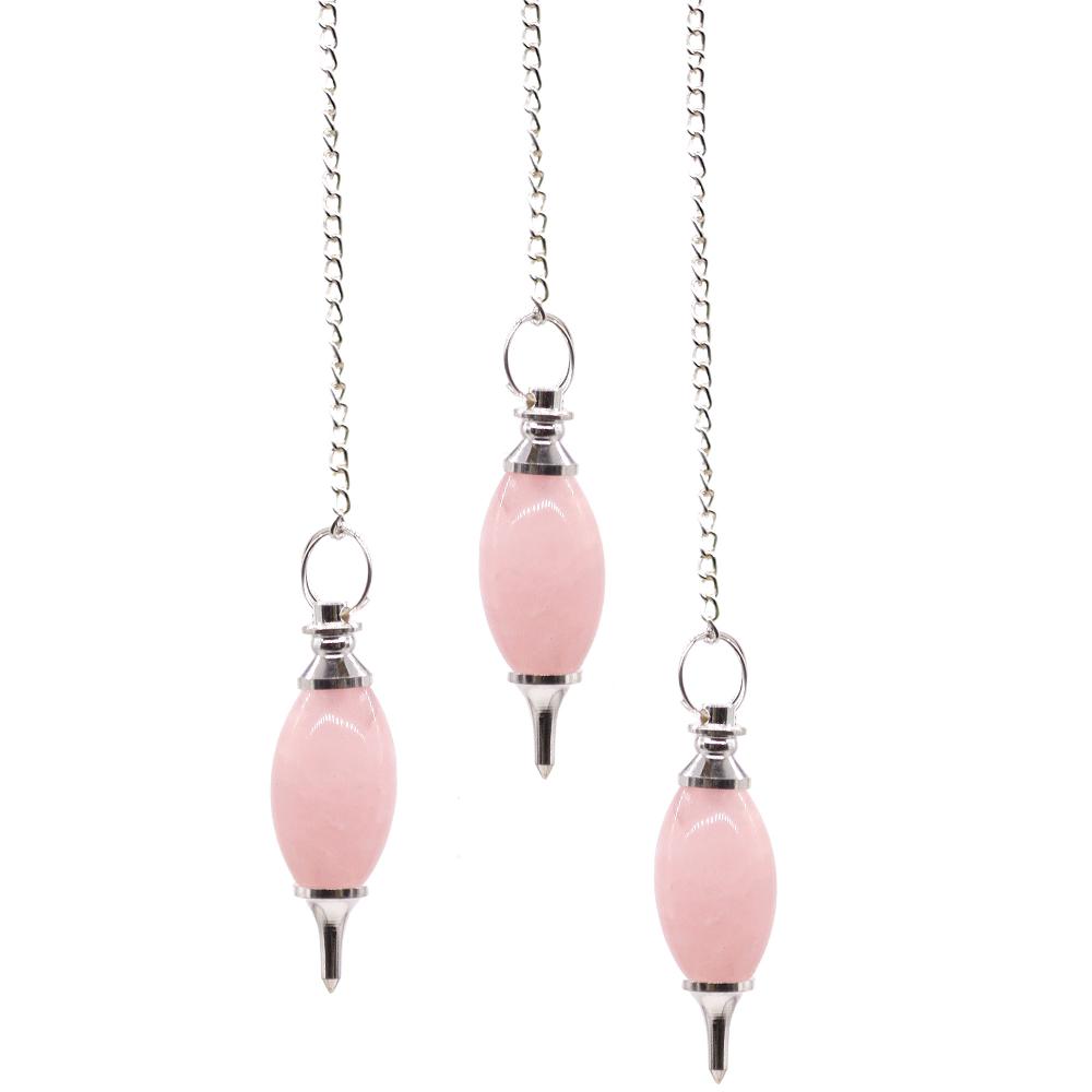 ancient wisdom 3x Lingam Shaped Gemstone Pendulum - Rose Quartz