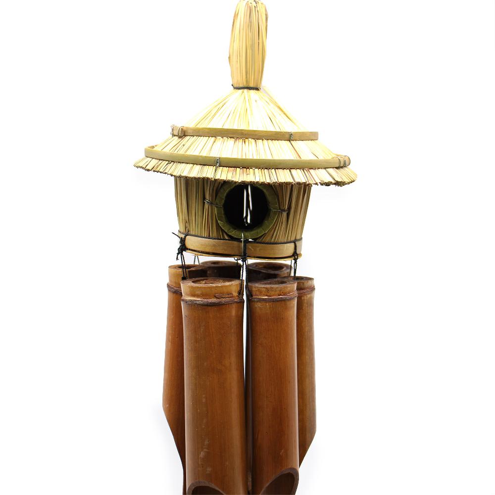 Ancient Wisdom 3x Lrg Round Seagrass Bird Box With Chimes 56x20cm