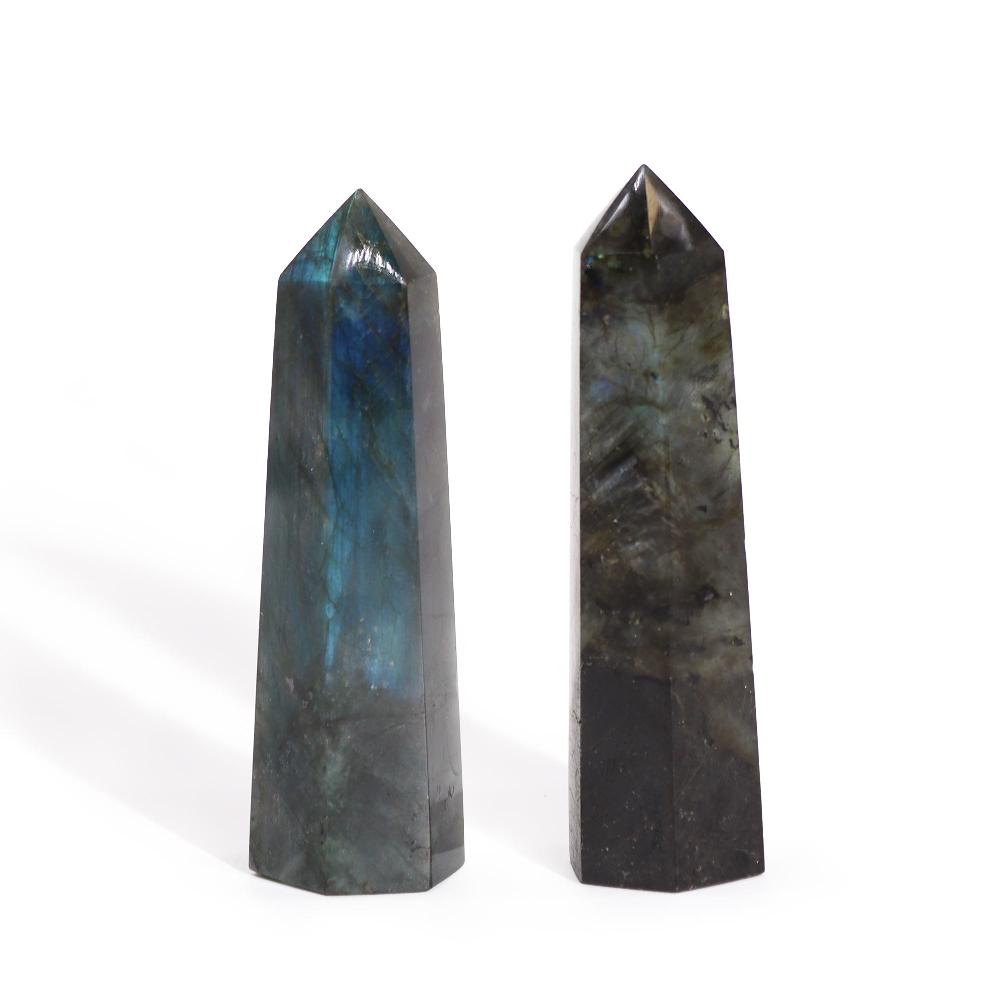 ancient wisdom 3x Madagascar Labradorite Points (approx 50-65gm 100x28mm)