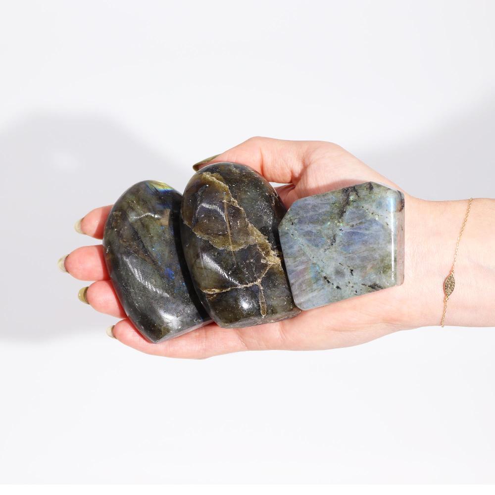 Ancient Wisdom 3x Madagascar Labradorite Tomb Stones (approx 80-100gms 50-70mm)