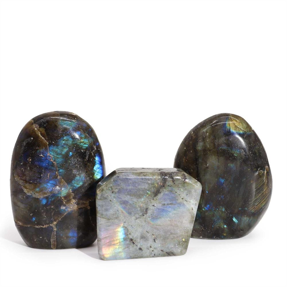 ancient wisdom 3x Madagascar Labradorite Tomb Stones (approx 80-100gms 50-70mm)