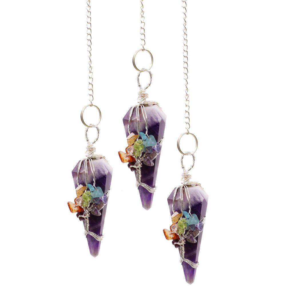 ancient wisdom 3x Magic Pendulum - Seven Chakra - Amethyst