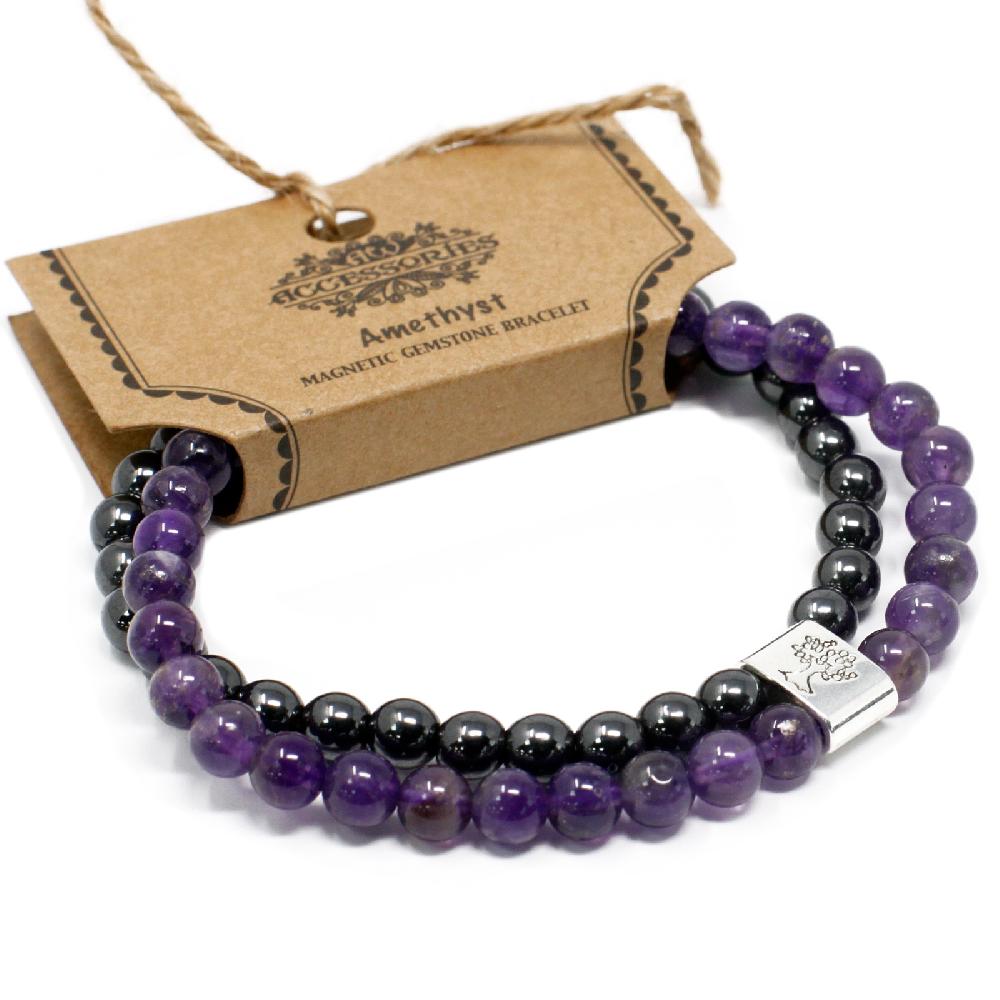 Ancient Wisdom 3x Magnetic Gemstone Bracelet - Amethyst