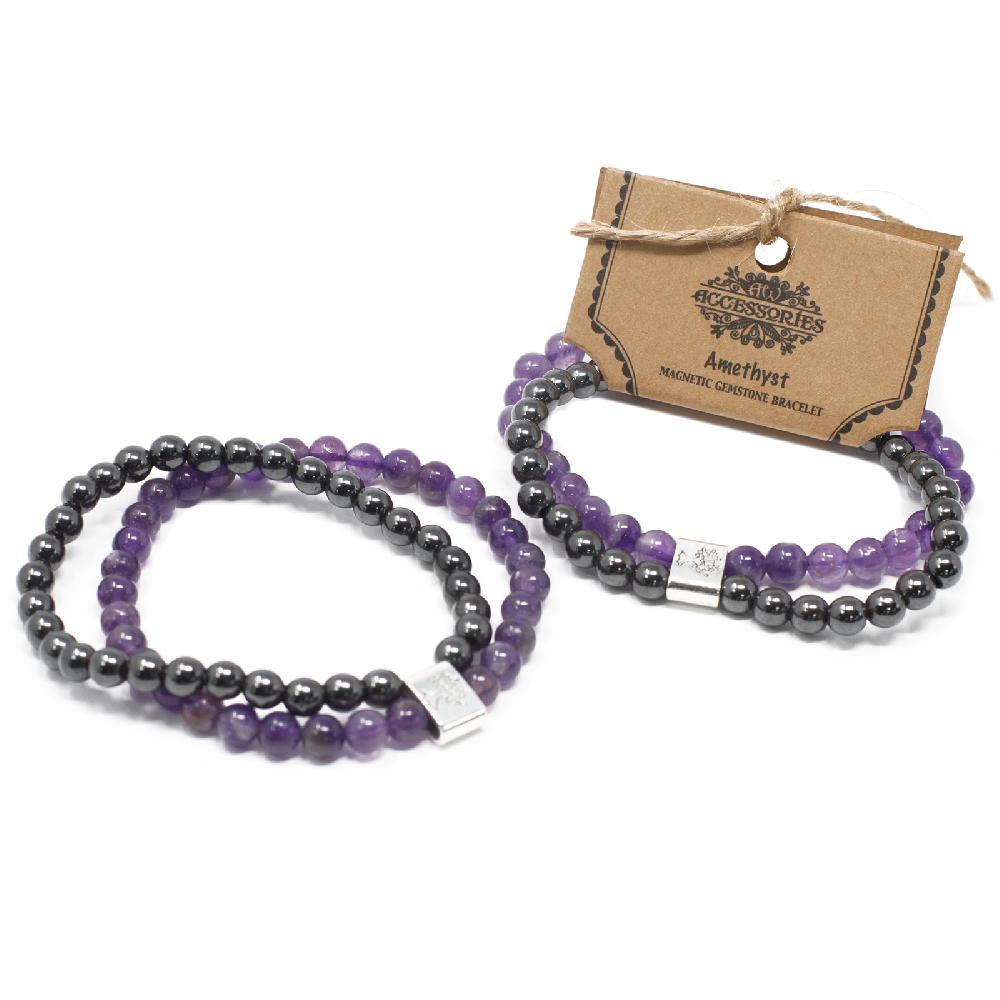 Ancient Wisdom 3x Magnetic Gemstone Bracelet - Amethyst