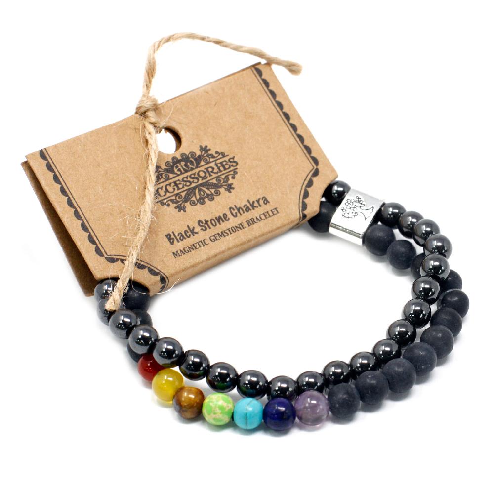 Ancient Wisdom 3x Magnetic Gemstone Bracelet - Black Stone Chakra